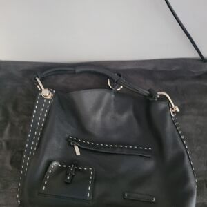 Black Lamb Skin Leather Handbag